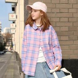 笛莎 女童春秋装中小童儿童翻领纯棉上衣