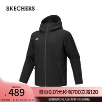 斯凯奇 休闲保暖 梭织连帽外套