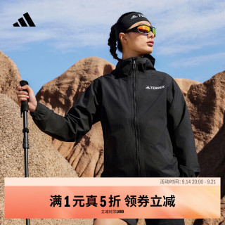 adidas 防水防风透湿户外运动连帽冲锋衣女阿迪达斯官方TERREX   黑色   M