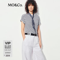 MO&Co. 航海风蓝白条纹 女士短袖T恤