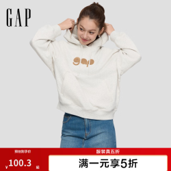 Gap 女士连帽卫衣 Logo毛巾绣 浅灰白 XS(155/80A)