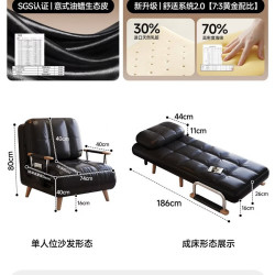 锦需 沙发床一体两用2026新款小户型客厅单人折叠床懒人可躺可睡沙发椅 黑