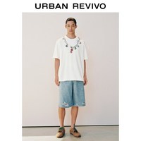 URBAN REVIVO UUV460166 棉质挂件印花圆领短袖T恤 本白 XS