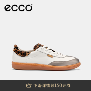 ecco 休闲鞋女 26年时尚百搭板鞋德训鞋 柔酷11号235813 暖米棕/白色/驼色（牛皮革）23581361581 36 （尺码偏大，建议拍小一码）