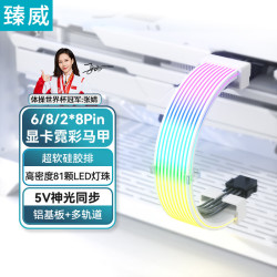ZHENWEI 8Pin显卡电源线发光马甲  8P/2*8P/12+4P霓彩线（不含电源线）台式电脑海景房机箱装饰条 白色