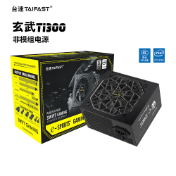 TAIFAST 台速 电脑电源 额定300W 台式机电源8Pin显卡供电机箱电源办公家用游戏主机电源ATX电源兼容多平台 玄武Ti300 额定300W（黑色/直出线）