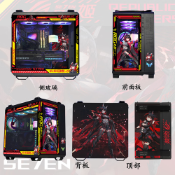 华硕 背插设计 电脑机箱+灯板  黑