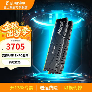 金士顿 内存条DDR5 台式机电脑内存 FURY野兽Beast支持AMD 电脑配件 AI 5600频 32G(16G×2) EXPO超频款