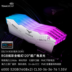 十铨 科技DELTA 炫光DDR5内存条 海力士 台式机马甲RGB灯条 6000 C30 32GB 6400 10层PCB板 6000 32G(2x16G) C30白