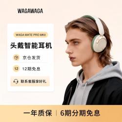 WAGAWAGA 主动降噪 AI智能翻 月白 头戴式蓝牙耳机