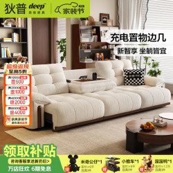 狄普 带翻几功能拖床布沙发客厅中古风家具2026新款云朵电动沙发床木序 5星舒适坐