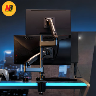 NB H180 立柱款双屏显示器支架旋转升降液晶电脑显示屏架底座挂架 H180-G 枪黑色 双屏立柱款 承重2-9KG