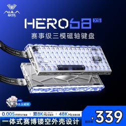 狼蛛 68XS镂空三模磁轴键盘RT电竞游戏专用双8K无线2.4g蓝牙有线ARGB68键客制化机械键盘网页驱动白