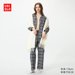 优衣库 法兰绒睡衣/长袖长裤女装起居服套装488810