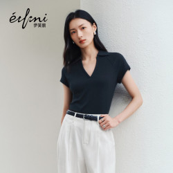 伊芙丽 高弹修身 女士Polo衫 藏青 L
