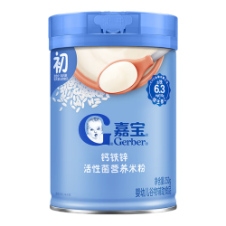 嘉宝 米粉高铁益生菌婴儿宝宝辅食益生菌 初尝6月+】VD钙铁锌米粉 250g*1罐