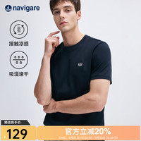 navigare 意大利小帆船男士T恤25春夏季接触凉感短袖体恤简约圆领上衣 海军蓝 L