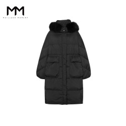 麦檬 孙千代言MM90鹅绒连帽宽松长款羽绒服商场同款秋冬5EA280771 黑色5EA280771 S