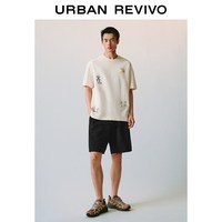 URBAN REVIVO UML460138 撞色刺绣 米黄 XS 男士T恤