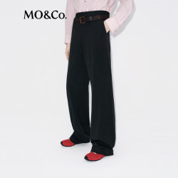 MO&Co. 休闲西裤宽直筒精裁高腰附腰带