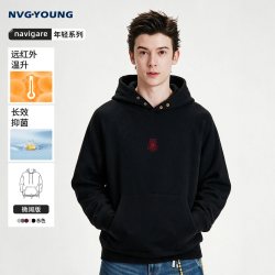 NVG·YOUNG navigare小帆船黑色连帽卫衣男2套头上衣情侣款