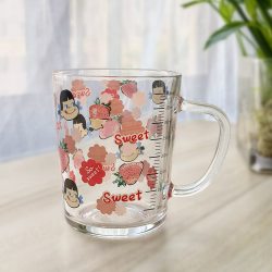 ins卡通杯子玻璃杯吸管杯勺刻度牛奶杯早餐杯情侣用微波炉便携