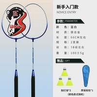 BO KA 羽毛球拍铁合金成人儿童小耐打双拍初学套装