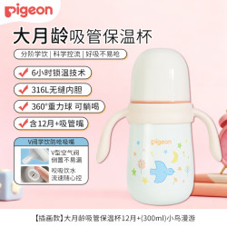 贝亲 保温杯宝宝彩绘保温杯儿童学生水杯保温奶瓶吸管学饮杯 吸管保温杯 300ml 小鸟漫游