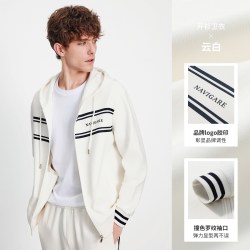 navigare 意大利小帆船黑色连帽卫衣男开衫外套