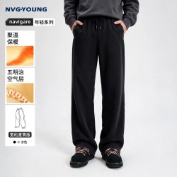 NVG·YOUNG navigare小帆船黑色休闲裤男松紧腰抽绳长裤子