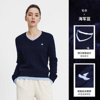navigare [纯羊毛]Navigare意大利小帆船V领假两件套头毛衣女士厚款针织衫