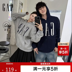 Gap 男女装2026秋季新款logo胶印抓绒连帽开衫宽松卫衣1SS623907