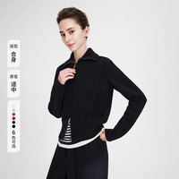navigare [纯羊毛]Navigare小帆船黑色绞花针织开衫女长袖毛衣