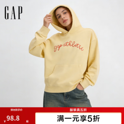 Gap 男女装秋季logo刺绣毛圈套头连帽卫衣休闲上衣854715 鹅黄色 L (175/96A)亚洲尺码
