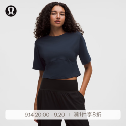lululemon 丨Luon 女士瑜伽阔袖锁孔设计短袖 T 恤 LW3LFCS 海军蓝 M