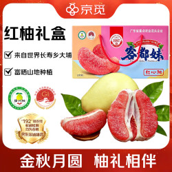 京觅 梅州大埔红心蜜柚2粒大果 净重5斤+ 红肉柚子生鲜中秋水果礼盒