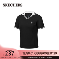 斯凯奇 女装秋季舒弹修身针织短袖POLO衫P326W099