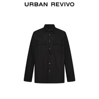 UR UR夏季新款男装时尚复古休闲翻领长袖开襟衬衫