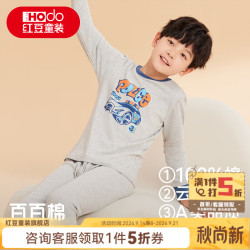 Hodo 童装儿童纯棉内衣套装男女中大童春秋秋衣秋裤小孩A类棉毛衫睡衣 H0M1211麻灰 110