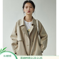 自巧 小个子卡其色中长款风衣女春季新款英伦风150cm显高外套