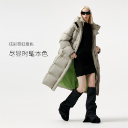 坦博尔 羽绒服长款厚款保暖鹅绒服舒适长外套