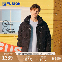 FILA FUSION潮牌保暖羽绒服男女宽松连帽外套舒适百搭 正黑色-BK L 175/96A/L