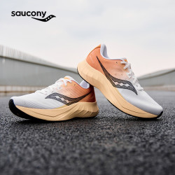 saucony 跑步鞋TIDE 浪潮2透气网面运动鞋男减震防滑耐磨跑鞋  白桔黑