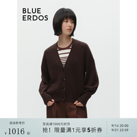 BLUE ERDOS 羊绒衫女100%山羊绒秋冬V领简约气质纯色毛衣开衫B246A1026 深棕 M