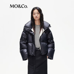 MO&Co. 2023冬90%鹅绒多巴胺色立领羽绒服外套MBC4EINK12 黑色 M/165