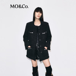 MO&Co. 外套圈圈绒轻摇滚香风古铜钉片毛边圆领