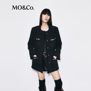 MO&Co. 外套圈圈绒轻摇滚香风古铜钉片毛边圆领