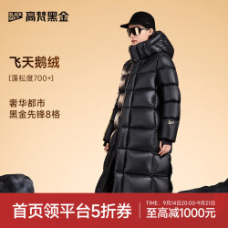 高梵 黑金鹅绒服先锋2.0八格长款羽绒服男士冬季加厚外套 黑色 2XL