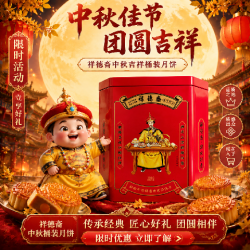祥徳斋 中秋吉祥铁桶月饼800g天津特产中秋月饼礼品企业团购