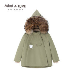 MINI A TURE COPENHAGEN儿童冲锋衣 mat精灵帽毛领 防风防水 男童女童 秋冬 丹麦童装 7060  芦荟绿 110 cm(110/56)-5y